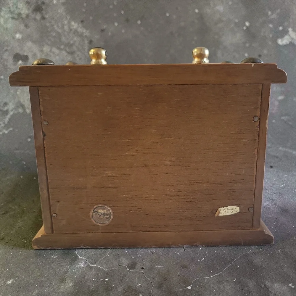 Vtg 8 Catalina Wood Cork Coasters Brass Knobs